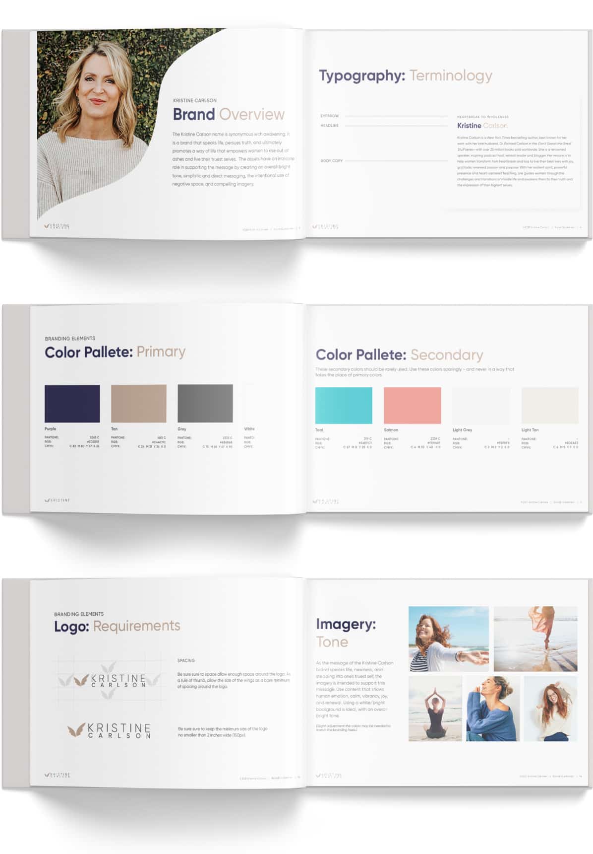 Kristine Carlson brand guideline pages