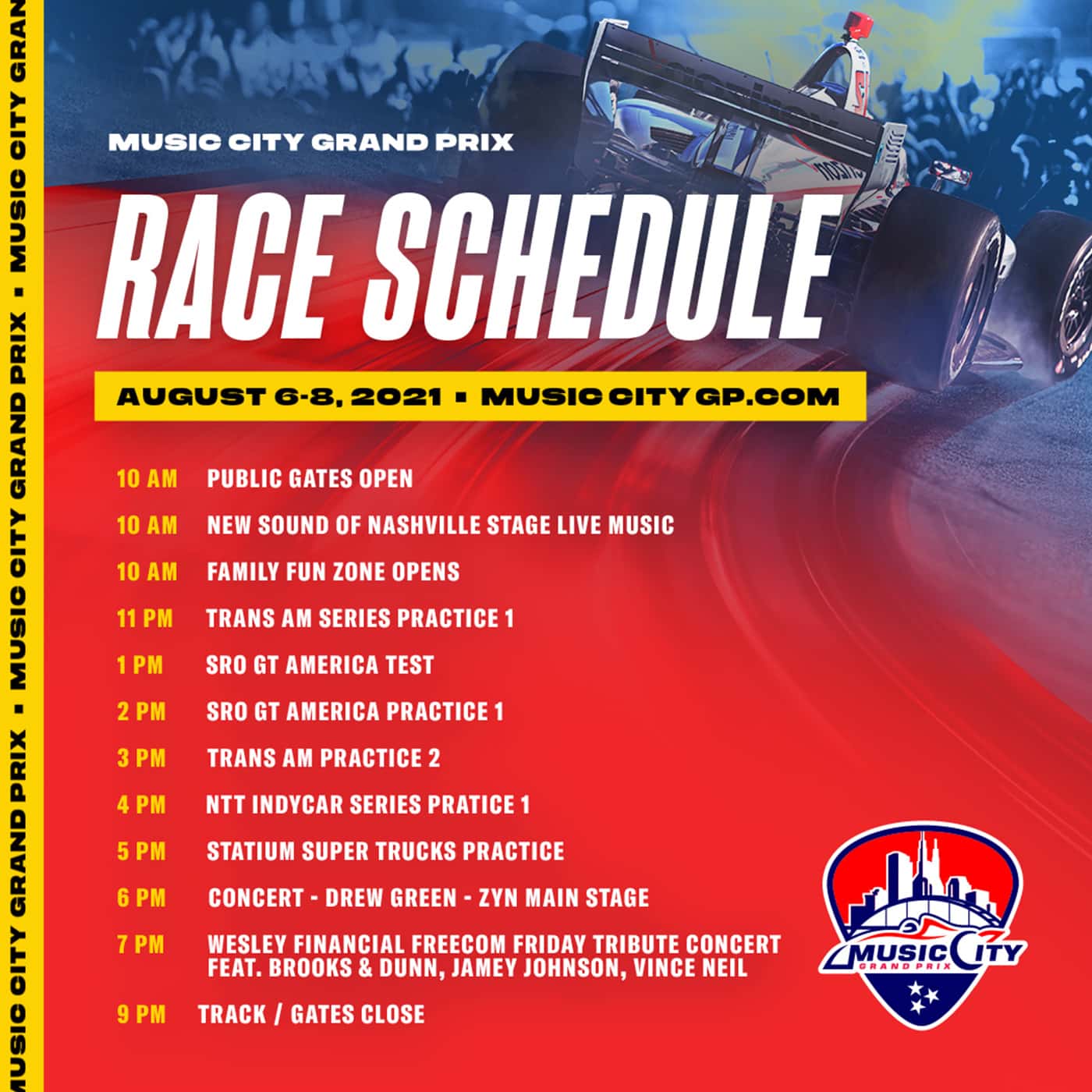 Music City Grand Prix race schedule