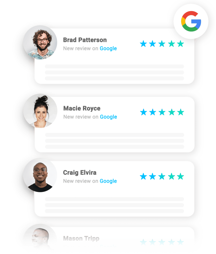 Display of Google Reviews stacked