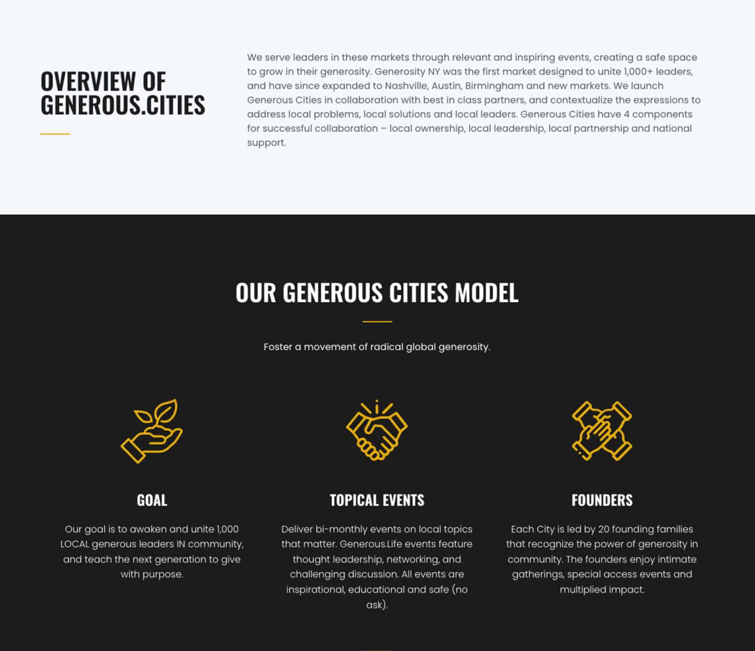 A website including the model of Generous.Life.
