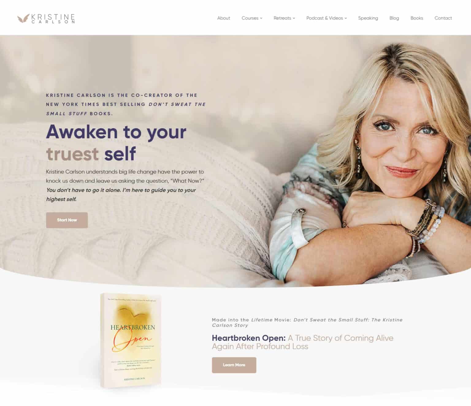 Homepage design for Kristine Carlson.
