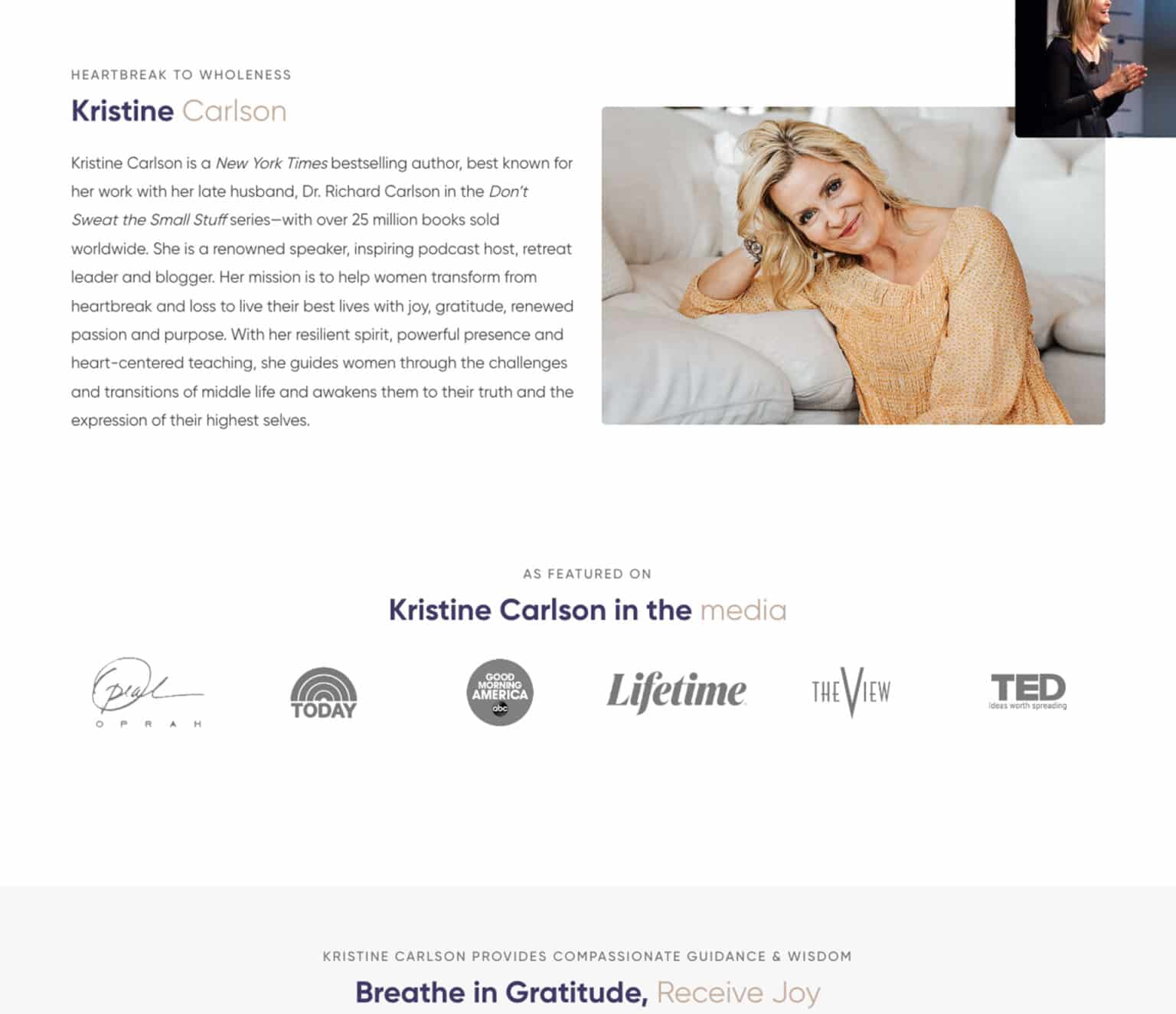 A website design for Kristine Carlson.