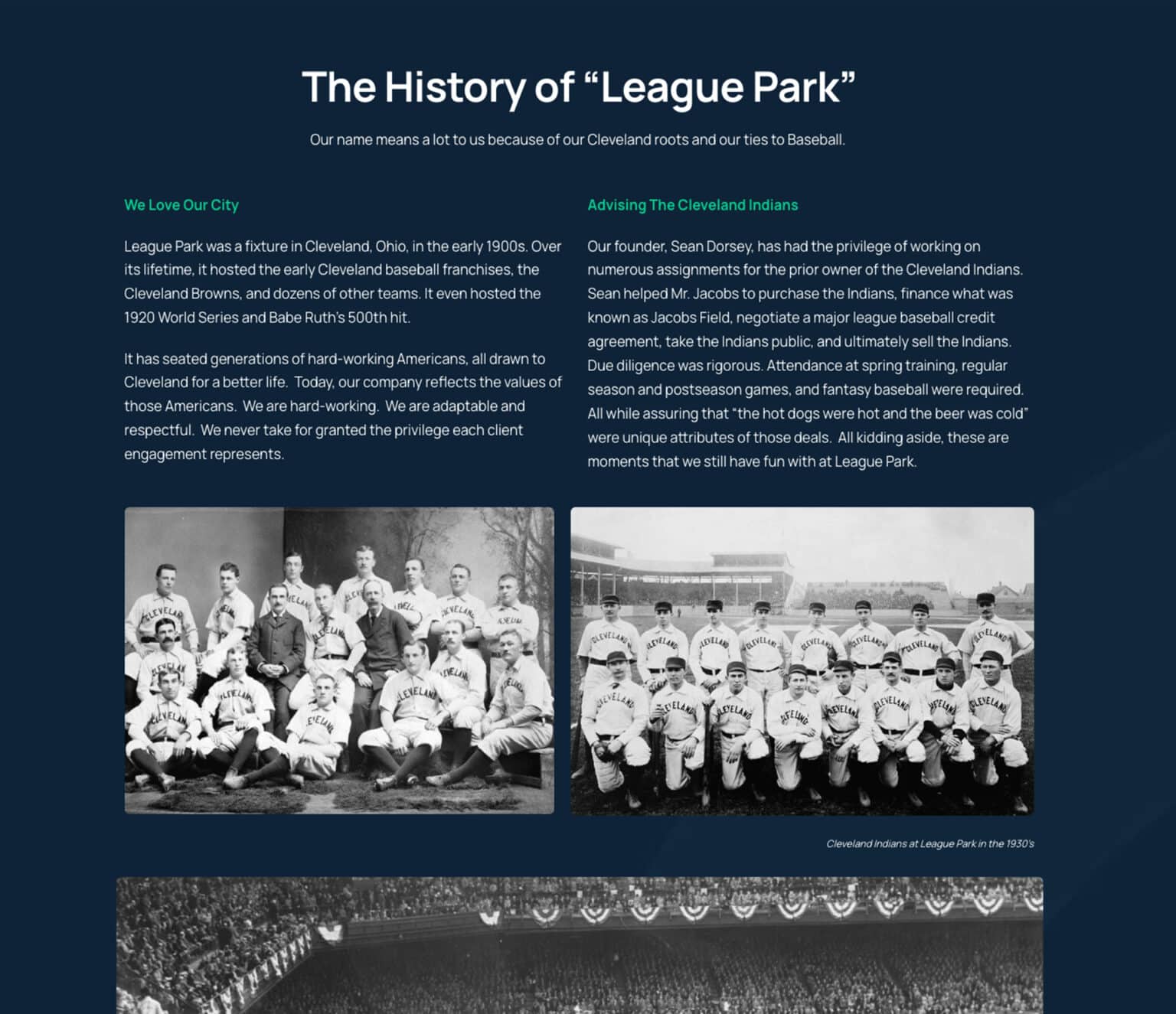 The history of league park.